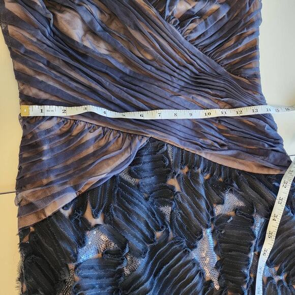 Tadashi Shoji Gown V Neck Cap Sleeve Maxi Formal Navy Blue Size 6 - Picture 5 of 10